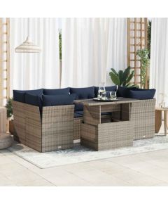 Vidaxl 7-cz. zestaw mebli z poduszkami, szary, polirattan i akacja Dārza mēbeļu komplekti