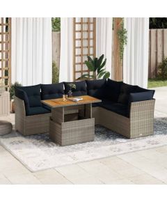 Vidaxl 7-cz. zestaw wypoczynkowy do ogrodu, z poduszkami, szary Dārza mēbeļu komplekti