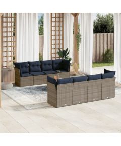 Vidaxl 9-cz. zestaw wypoczynkowy do ogrodu, z poduszkami, szary Dārza mēbeļu komplekti