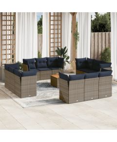 Vidaxl 13-cz. zestaw mebli ogrodowych z poduszkami, szary, polirattan Dārza mēbeļu komplekti