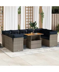 Vidaxl 10-cz. zestaw wypoczynkowy do ogrodu, z poduszkami, szary Dārza mēbeļu komplekti