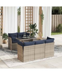 Vidaxl 6-cz. zestaw mebli z poduszkami, szary, polirattan i akacja Dārza mēbeļu komplekti