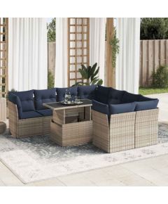 Vidaxl 9-cz. zestaw mebli z poduszkami, szary, polirattan i akacja Dārza mēbeļu komplekti