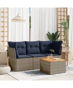 Vidaxl 4-cz. zestaw wypoczynkowy do ogrodu, z poduszkami, szary Dārza mēbeļu komplekti