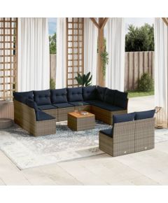 Vidaxl 12-cz. zestaw mebli ogrodowych z poduszkami, szary, polirattan Dārza mēbeļu komplekti