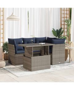 Vidaxl 5-cz. zestaw wypoczynkowy do ogrodu, poduszki polirattan akacja Dārza mēbeļu komplekti