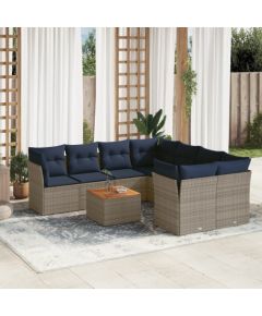 Vidaxl 9-cz. zestaw wypoczynkowy do ogrodu, z poduszkami, szary Dārza mēbeļu komplekti