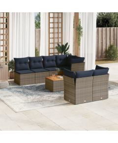 Vidaxl 8-cz. zestaw wypoczynkowy do ogrodu, z poduszkami, szary Dārza mēbeļu komplekti