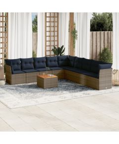 Vidaxl 10-cz. zestaw wypoczynkowy do ogrodu, z poduszkami, szary Dārza mēbeļu komplekti