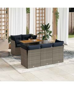 Vidaxl 6-cz. zestaw mebli ogrodowych z poduszkami, szary, polirattan Dārza mēbeļu komplekti