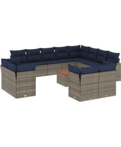 Vidaxl 13-cz. zestaw mebli ogrodowych z poduszkami, szary, polirattan Dārza mēbeļu komplekti