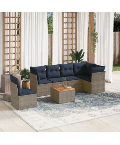 Vidaxl 7-cz. zestaw wypoczynkowy do ogrodu, z poduszkami, szary Dārza mēbeļu komplekti