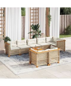 Vidaxl 9-cz. zestaw mebli ogrodowych z poduszkami, beżowy, polirattan Dārza mēbeļu komplekti