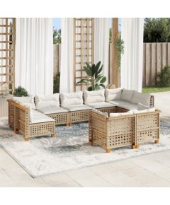 Vidaxl 9-cz. zestaw mebli ogrodowych z poduszkami, beżowy, polirattan Dārza mēbeļu komplekti