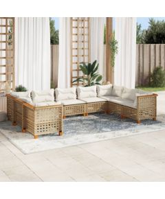 Vidaxl 9-cz. zestaw mebli ogrodowych z poduszkami, beżowy, polirattan Dārza mēbeļu komplekti