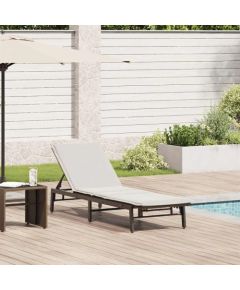 vidaXL Leżak z poduszką, brązowy, polirattan Шезлонги и пляжные стулья