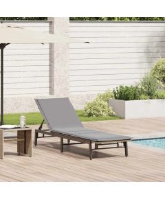 vidaXL Leżak z poduszką, beżowy, polirattan Шезлонги и пляжные стулья