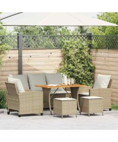 vidaXL 6-cz. zestaw mebli ogrodowych z poduszkami, beżowy, polirattan Dārza mēbeļu komplekti
