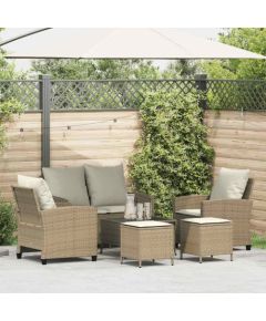 vidaXL 6-cz. zestaw mebli ogrodowych z poduszkami, beżowy, polirattan Dārza mēbeļu komplekti