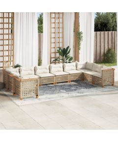 vidaXL 10-cz. zestaw mebli ogrodowych z poduszkami, beżowy, polirattan Dārza mēbeļu komplekti