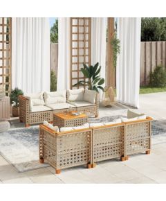 vidaXL 7-cz. zestaw wypoczynkowy do ogrodu, z poduszkami, beżowy Dārza mēbeļu komplekti