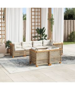 vidaXL 7-cz. zestaw wypoczynkowy do ogrodu, z poduszkami, beżowy Dārza mēbeļu komplekti