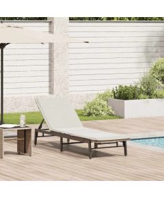 vidaXL Leżak z poduszką, beżowy, polirattan Шезлонги и пляжные стулья