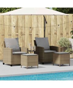 vidaXL 4-cz. zestaw mebli ogrodowych z poduszkami, beżowy, polirattan Dārza mēbeļu komplekti