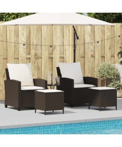 vidaXL 4-cz zestaw wypoczynkowy do ogrodu, poduszki, brązowy rattan PE Dārza mēbeļu komplekti