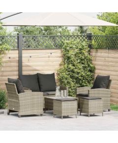 vidaXL 6-cz. zestaw mebli ogrodowych, z poduszkami, jasnoszary Dārza mēbeļu komplekti