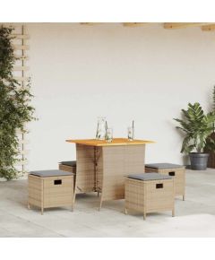 vidaXL 5-cz. zestaw mebli ogrodowych z poduszkami, beżowy, polirattan Dārza mēbeļu komplekti