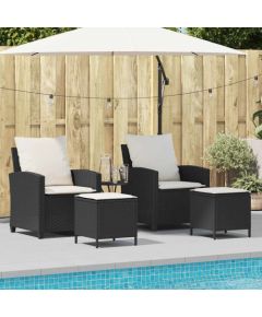 vidaXL 4-cz. zestaw wypoczynkowy do ogrodu, poduszki, czarny rattan PE Dārza mēbeļu komplekti