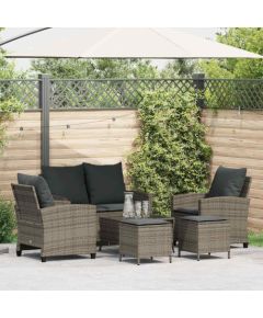 vidaXL 6-cz. zestaw mebli ogrodowych z poduszkami, szary, polirattan Dārza mēbeļu komplekti