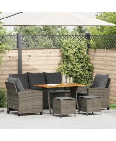 vidaXL 6-cz. zestaw mebli ogrodowych z poduszkami, szary, polirattan Dārza mēbeļu komplekti
