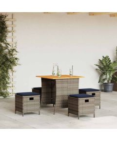 vidaXL 5-cz. zestaw mebli ogrodowych z poduszkami, szary, rattan PE Dārza mēbeļu komplekti