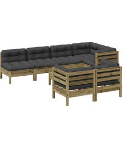 Vidaxl 8-cz. zestaw wypoczynkowy do ogrodu, z poduszkami, impregnowany Dārza mēbeļu komplekti