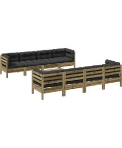 Vidaxl 9-cz. zestaw wypoczynkowy do ogrodu, z poduszkami, impregnowany Dārza mēbeļu komplekti