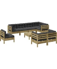 Vidaxl 9-cz. zestaw wypoczynkowy do ogrodu, z poduszkami, impregnowany Dārza mēbeļu komplekti