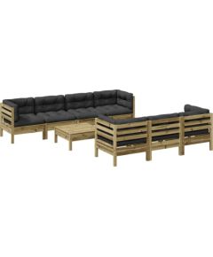 Vidaxl 8-cz. zestaw wypoczynkowy do ogrodu, z poduszkami, impregnowany Dārza mēbeļu komplekti