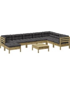 Vidaxl 9-cz. zestaw wypoczynkowy do ogrodu, z poduszkami, impregnowany Dārza mēbeļu komplekti