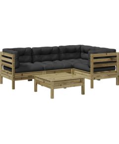 Vidaxl 5-cz. zestaw mebli do ogrodu, z poduszkami, impregnowana sosna Dārza mēbeļu komplekti