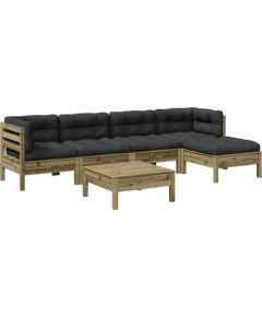 Vidaxl 6-cz. ogrodowy zestaw wypoczynkowy z poduszkami, sosnowy Dārza mēbeļu komplekti