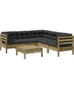 Vidaxl 6-cz. ogrodowy zestaw wypoczynkowy z poduszkami, sosnowy Dārza mēbeļu komplekti