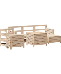 Vidaxl 7-cz. zestaw wypoczynkowy do ogrodu, lite drewno sosnowe Dārza mēbeļu komplekti