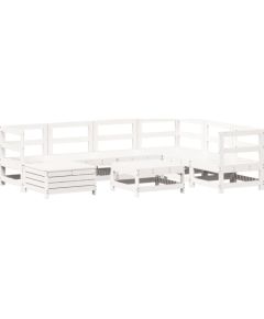 Vidaxl 8-cz. zestaw wypoczynkowy do ogrodu, biały, lite drewno sosnowe Dārza mēbeļu komplekti