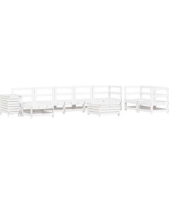 Vidaxl 10-cz. zestaw wypoczynkowy do ogrodu, biały, drewno sosnowe Dārza mēbeļu komplekti