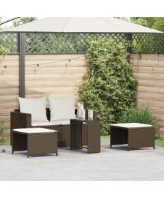 vidaXL 5-częściowy zestaw ogrodowy z poduszkami, składany, brązowy Dārza mēbeļu komplekti