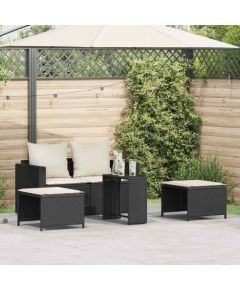 vidaXL 5-częściowy zestaw ogrodowy z poduszkami, składany, czarny Dārza mēbeļu komplekti