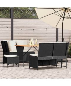 vidaXL 5-cz. zestaw wypoczynkowy do ogrodu, poduszki, czarny rattan PE Dārza mēbeļu komplekti