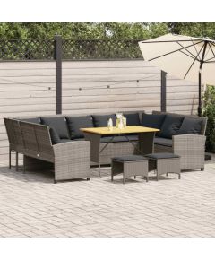 vidaXL 4-cz. zestaw wypoczynkowy do ogrodu, poduszki, szary, rattan PE Dārza mēbeļu komplekti